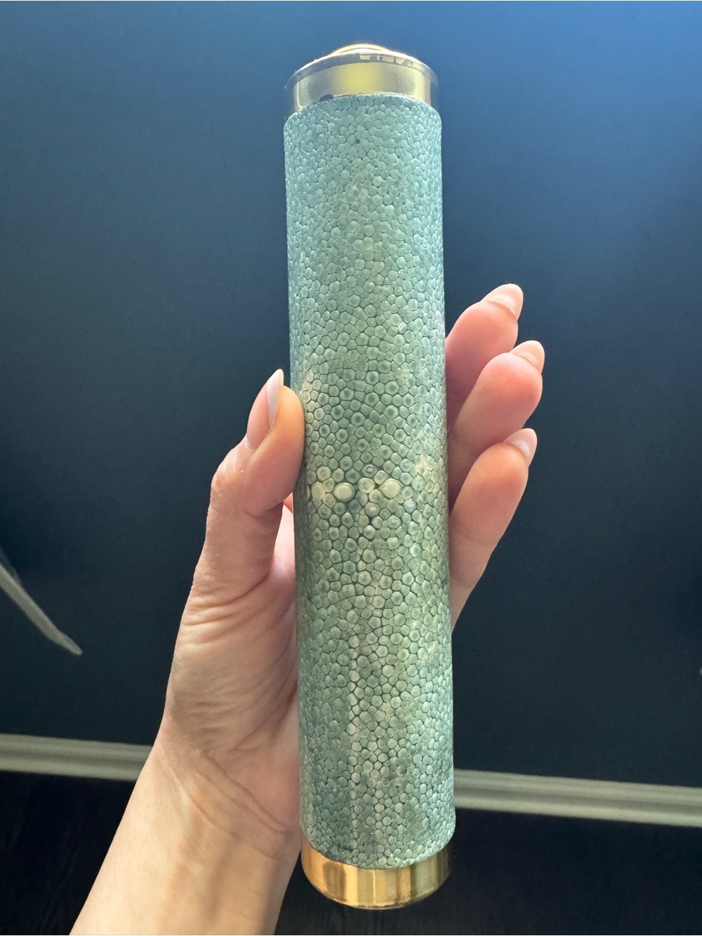 Vintage Brass Kaleidoscope with Seafoam Shagreen Finish | Mid Century - Picture 6 of 10